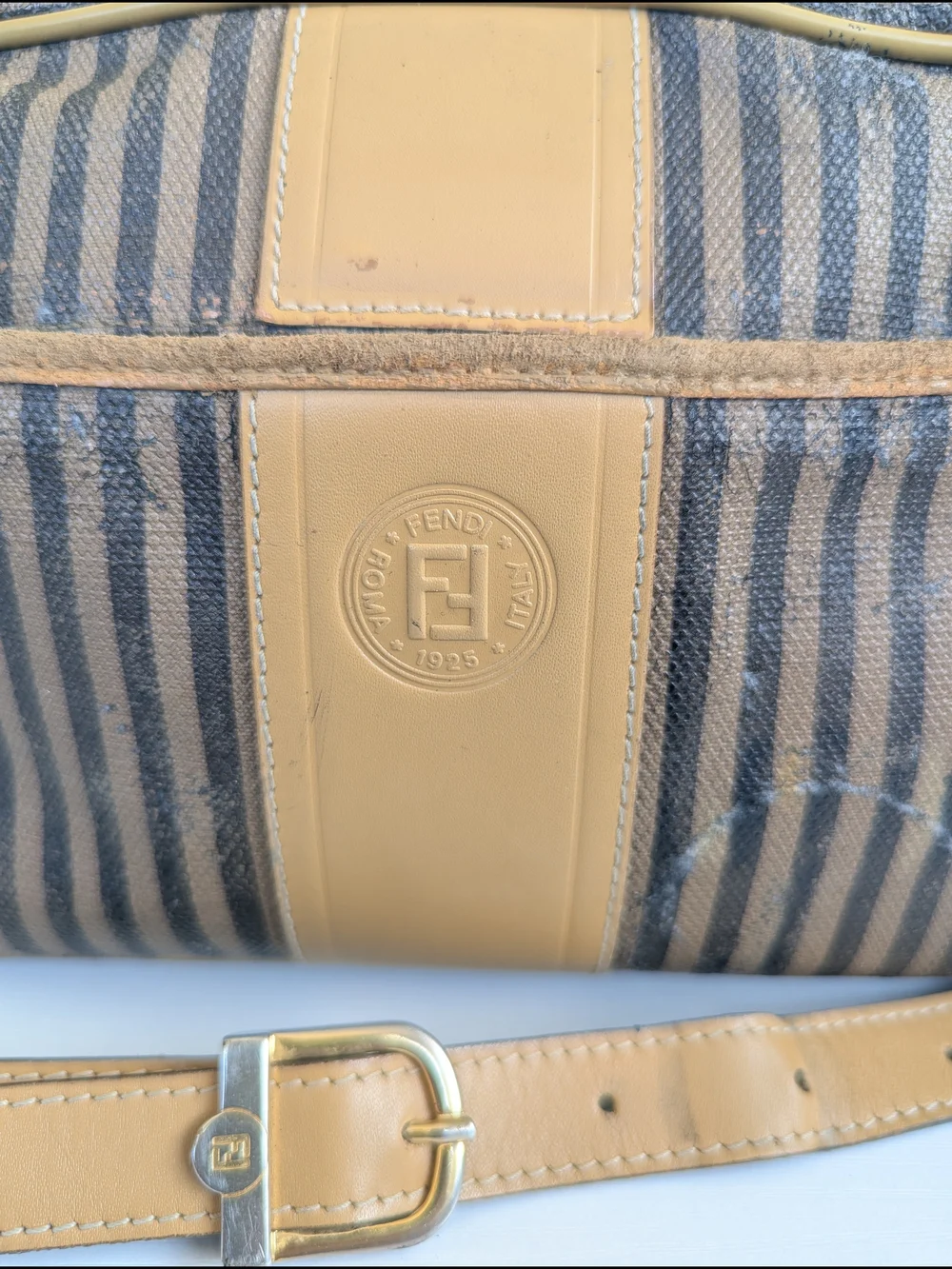 Vintage Fendi Pequin Striped Crossbody